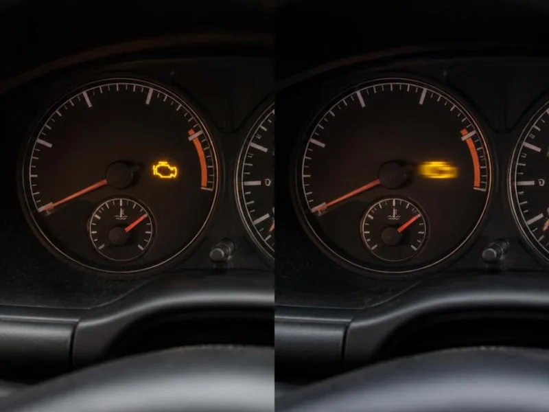 Stała i migająca kontrolka check engine — najważniejsza różnica